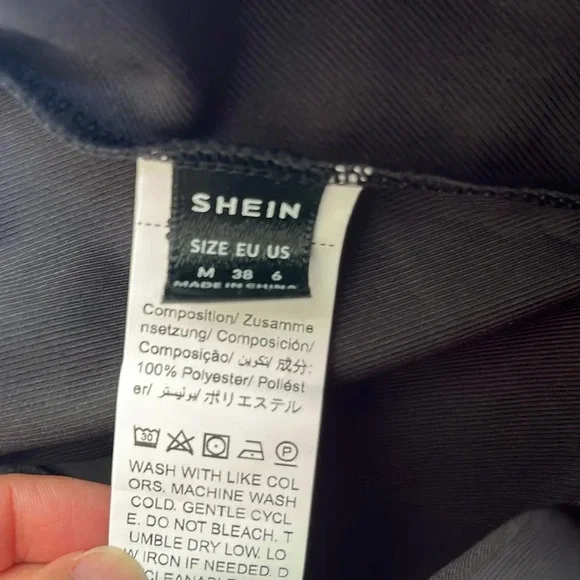 Shein Black Denim Look Button Down Strapless Top M - Picture 4 of 4